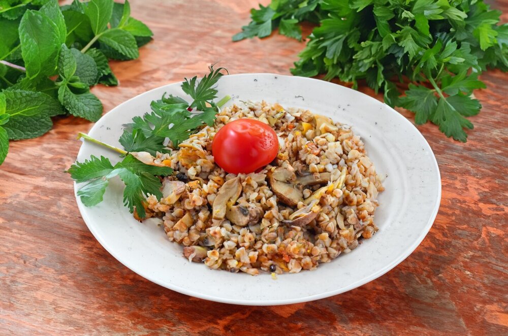 Buckwheat with Mushrooms in the Oven