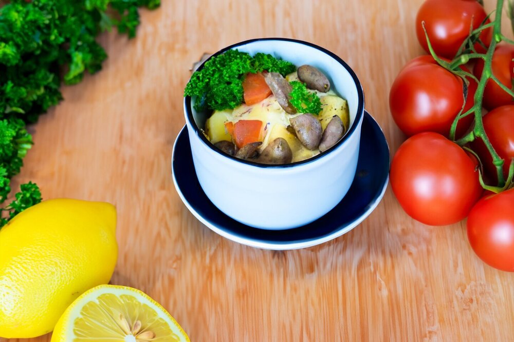 Chicken Hearts with Potatoes in a Pot (Oven-Baked)