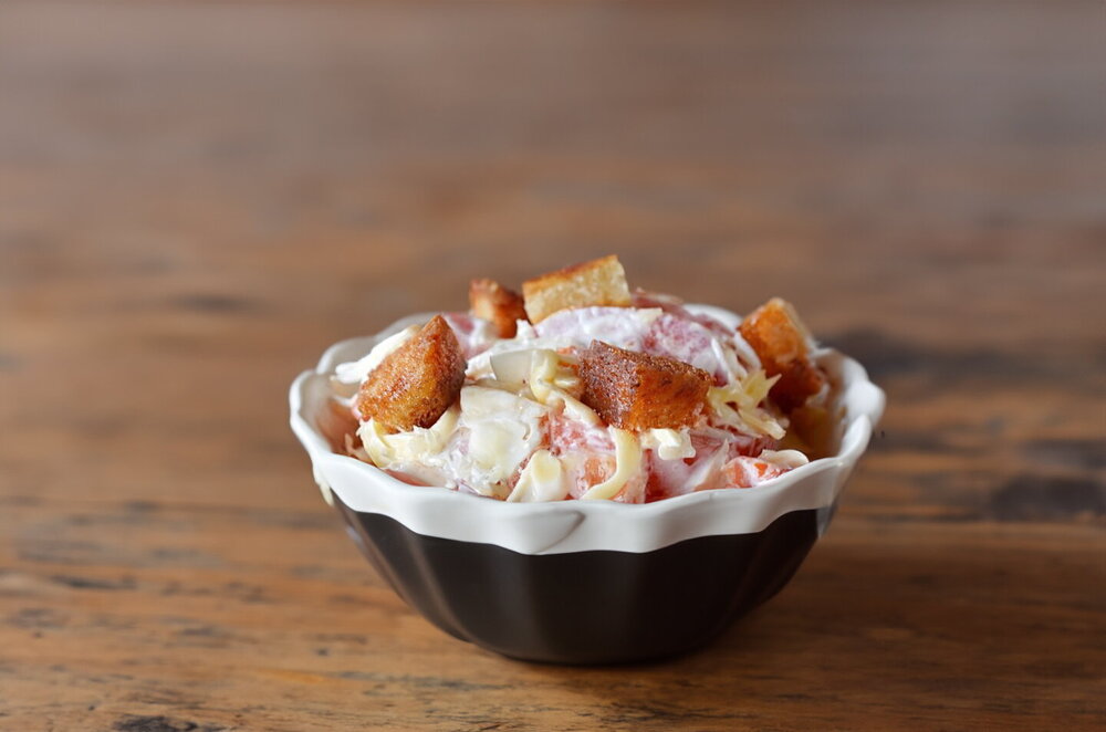 Tomato, Cheese, and Crouton Salad
