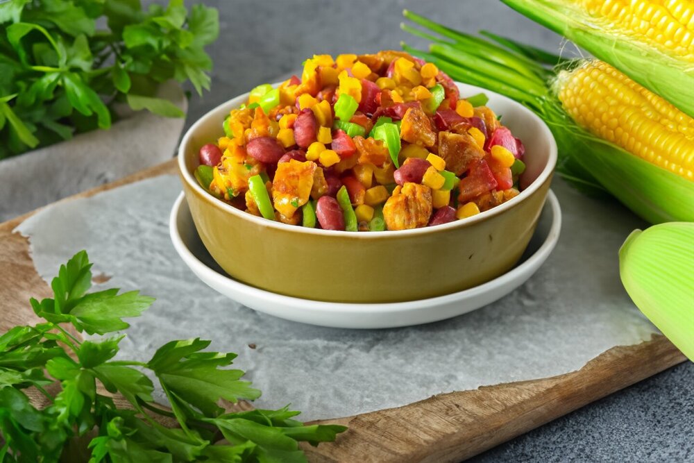 Salad with Chicken, Beans, and Corn
