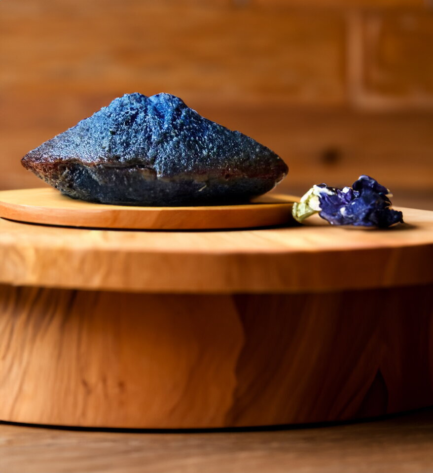 Flower-Shaped Madeleine Cookies with Blue Tea (Butterfly Pea) on Almond Flour