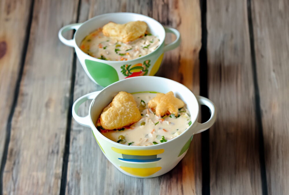 Chicken Soup with Heart-Shaped Puff Pastries, Grandma-Style