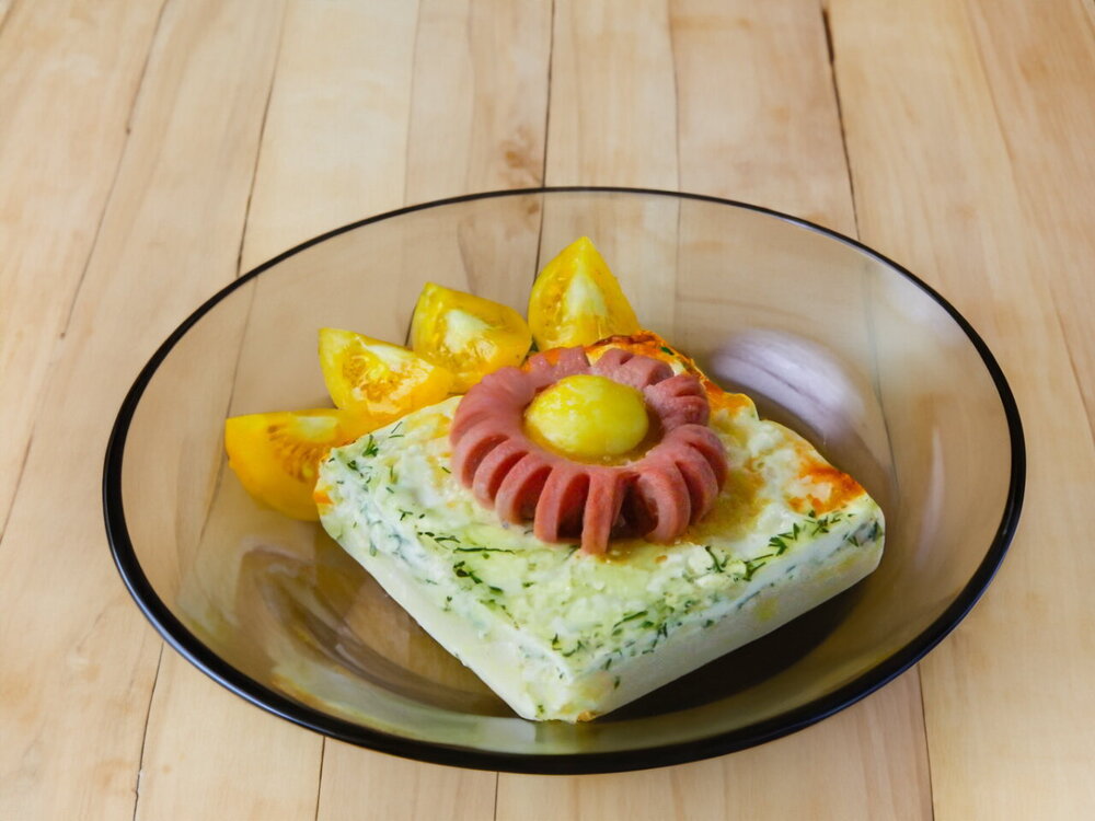 “Sun” Mashed Potato Casserole with Sausages (Oven-Baked)