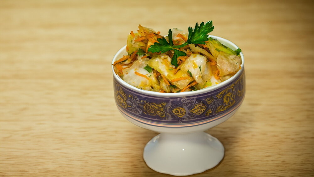 Spicy Cabbage Salad with Carrot and Onion, Korean-Style