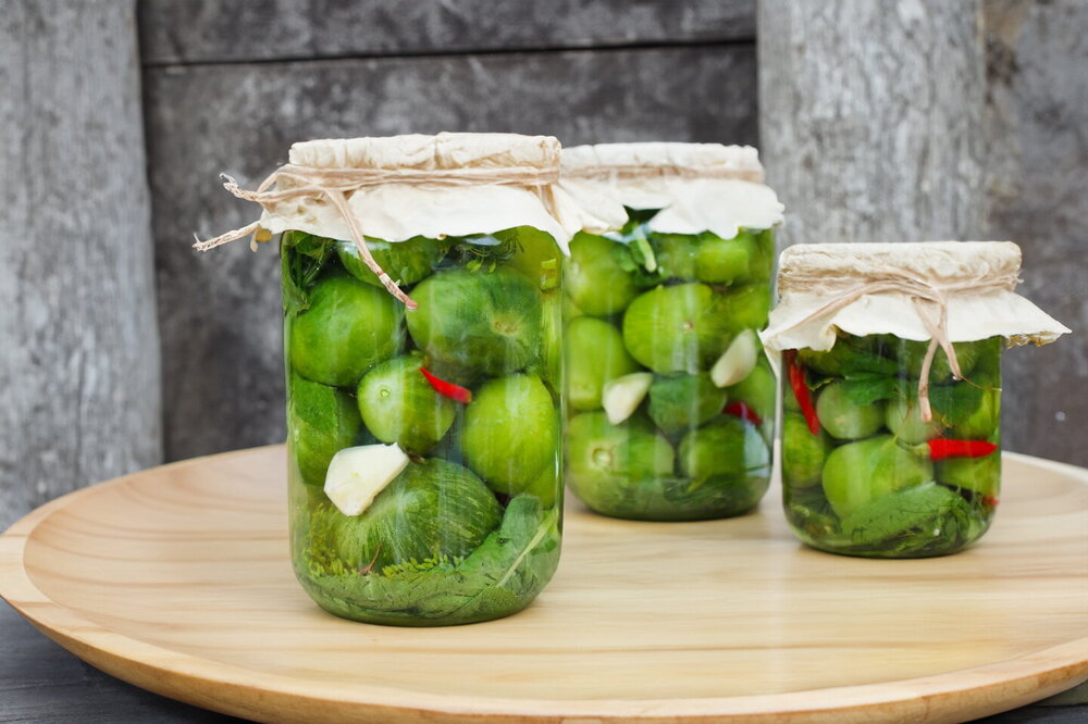 Salted Green Tomatoes for Winter in Jars