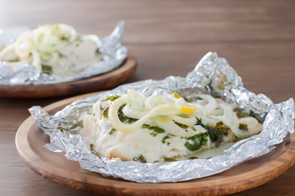 Oven-Baked Cod Fillet in Foil