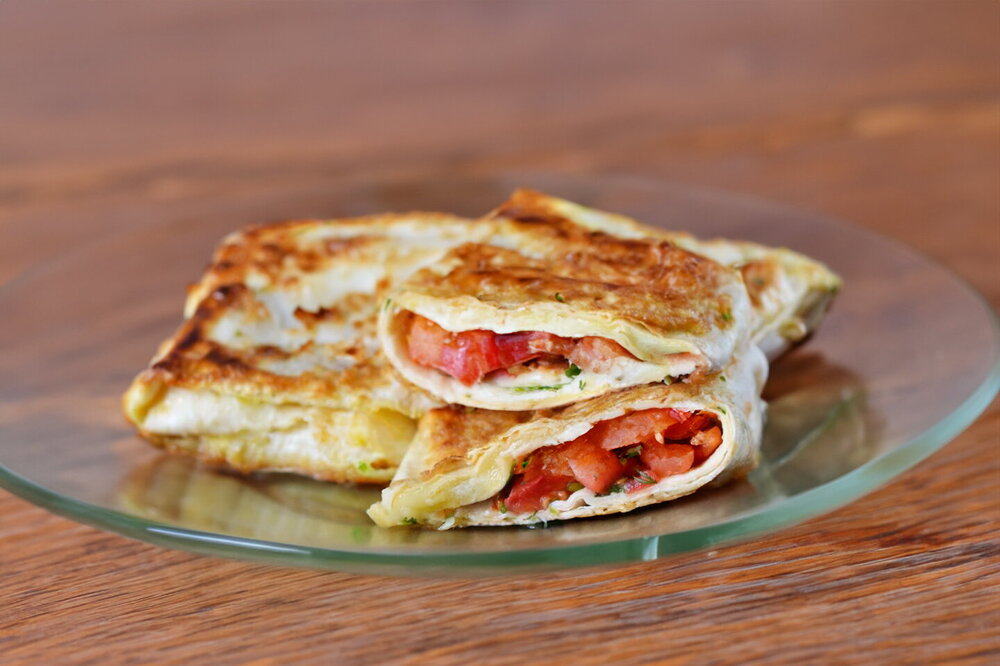 Skillet Lavash Pockets with Cheese and Tomatoes