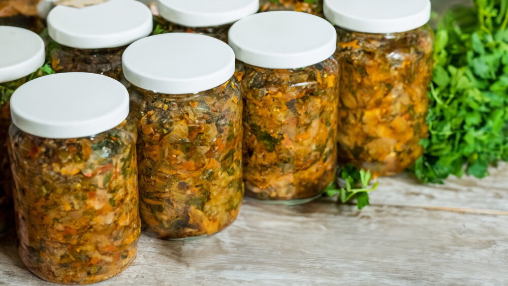 Eggplant Spread for Winter with Carrots and Tomatoes