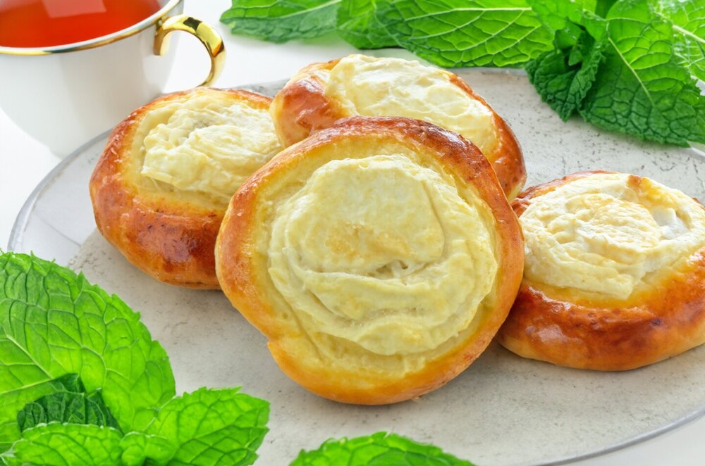 Yeast Dough Cheesecake Buns in the Oven