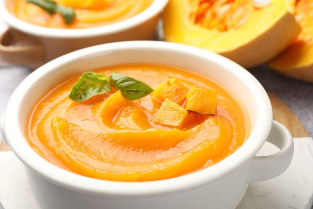 Roast pumpkin and sweet potato soup