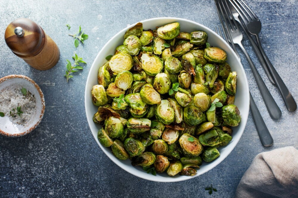 Roasted Brussels sprouts with garlic butter