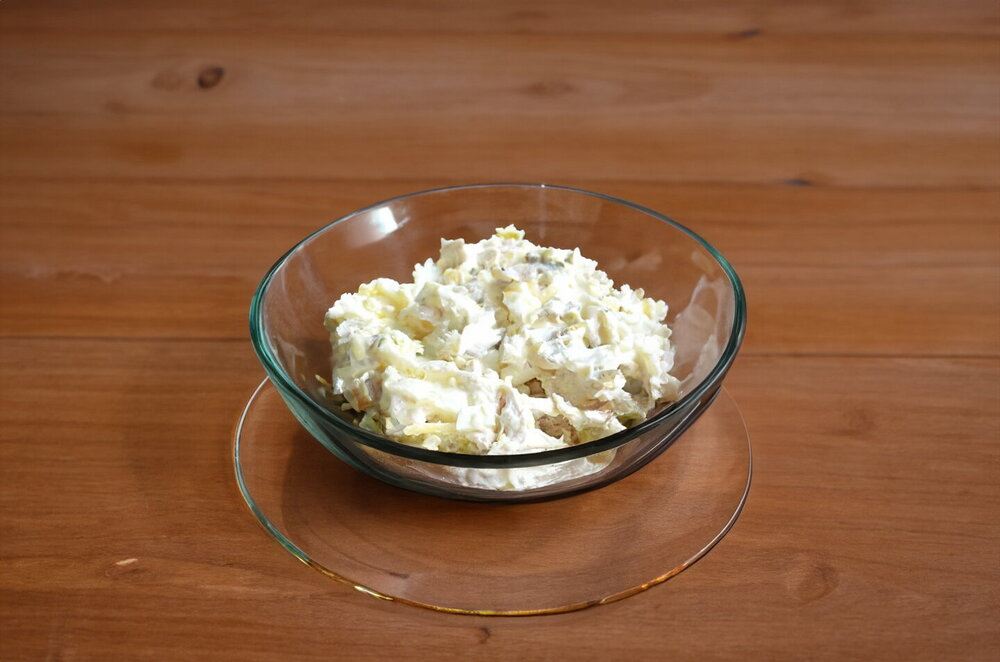 Chicken Salad with Cheese and Pickled Cucumbers