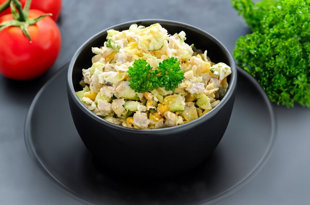 Salad with Chicken and Pickled Mushrooms