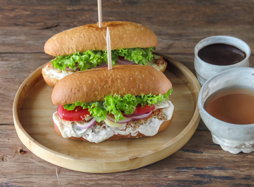 Sandwich on a Hot Dog Bun with Fried Chicken Fillet