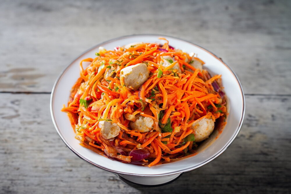 Mushroom Salad with Korean-Style Carrots and Onion