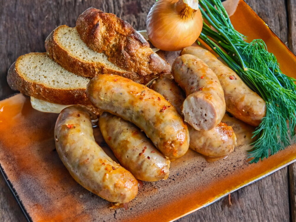 Semi-Prepared Georgian Sausages in a Skillet
