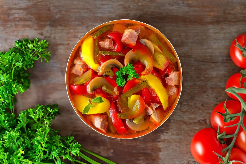 Mushroom Soup with Meat and Potatoes