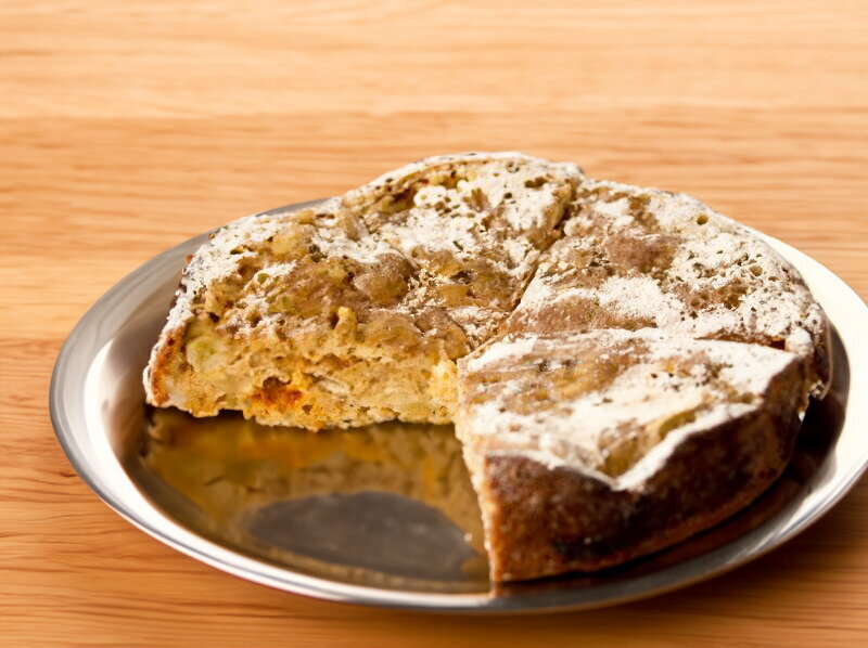 Fried Apple Charlotte with Cinnamon and Powdered Sugar