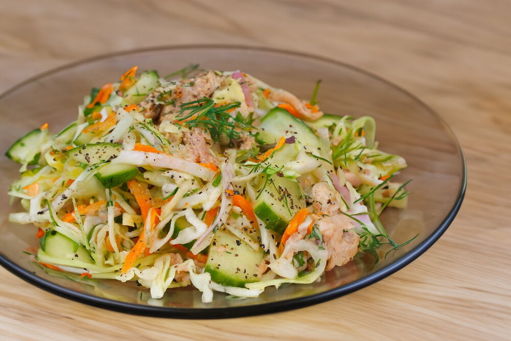 Young Cabbage and Cod Liver Salad