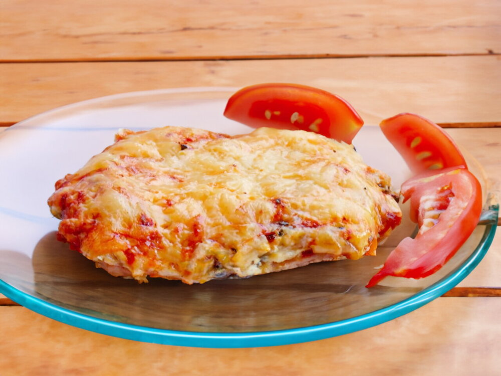 Oven-Baked Pork Chop with Mushrooms and Cheese