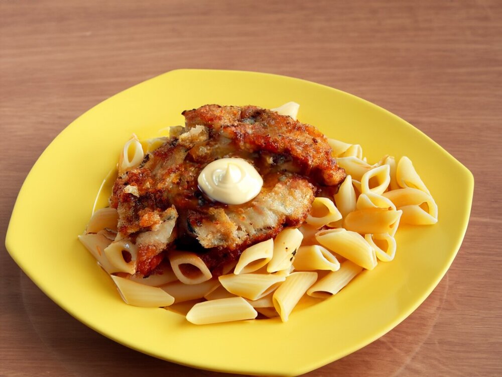 Pollock in Breadcrumbs with Pasta
