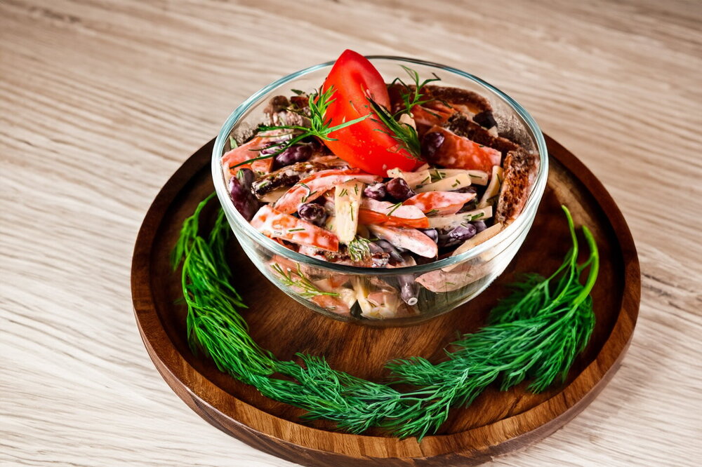 Bean, Tomato, Cheese, and Crouton Salad