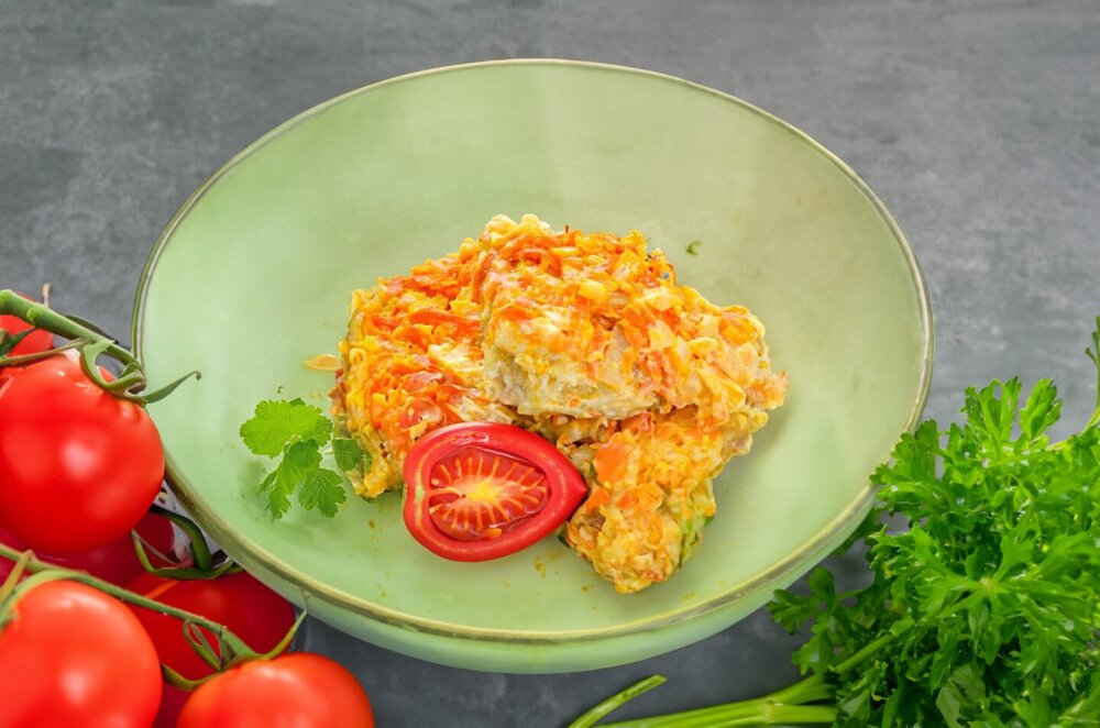 Baked Cod with Carrots and Onions
