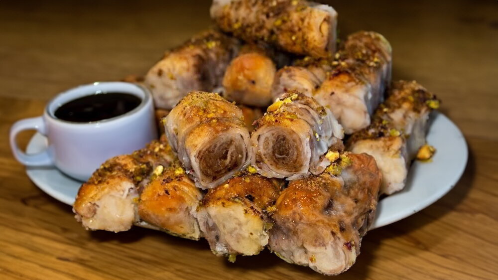 Turkish-Style Baklava with Nuts from Puff Pastry