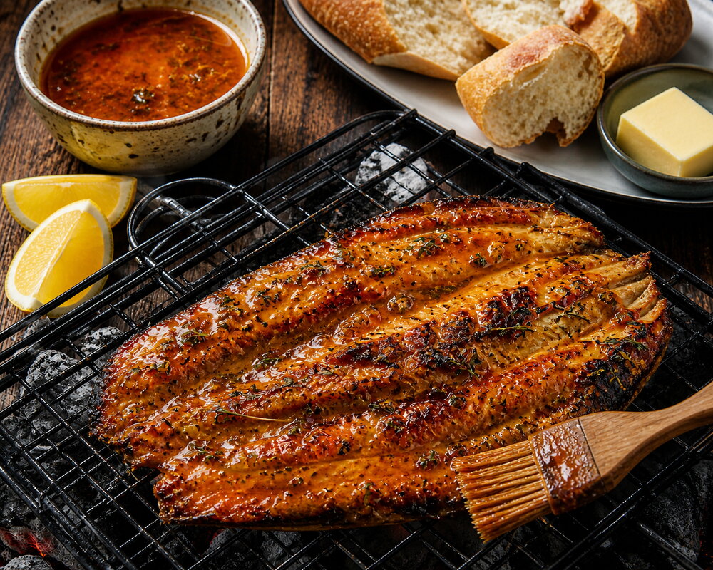 Pike with orange and apricot butter