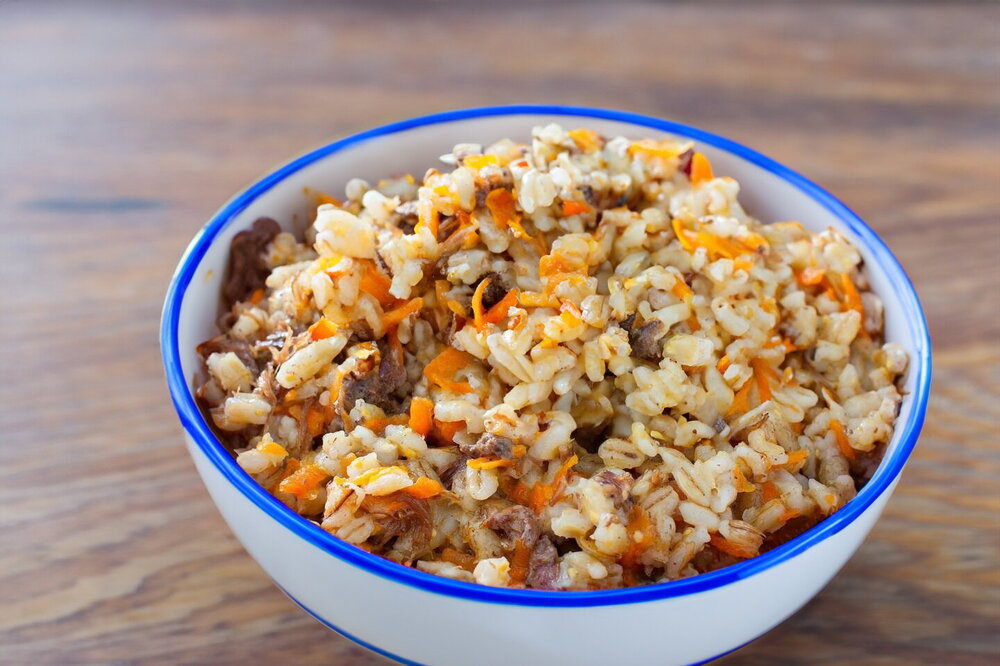 Pearl Barley with Stewed Meat in a Multicooker