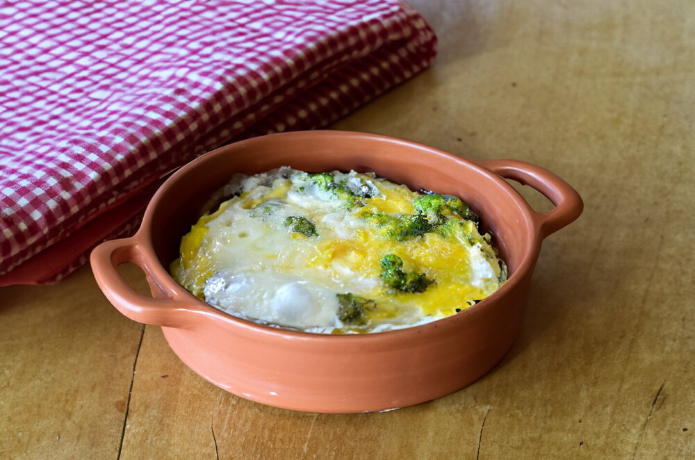 Broccoli with Egg in a Skillet