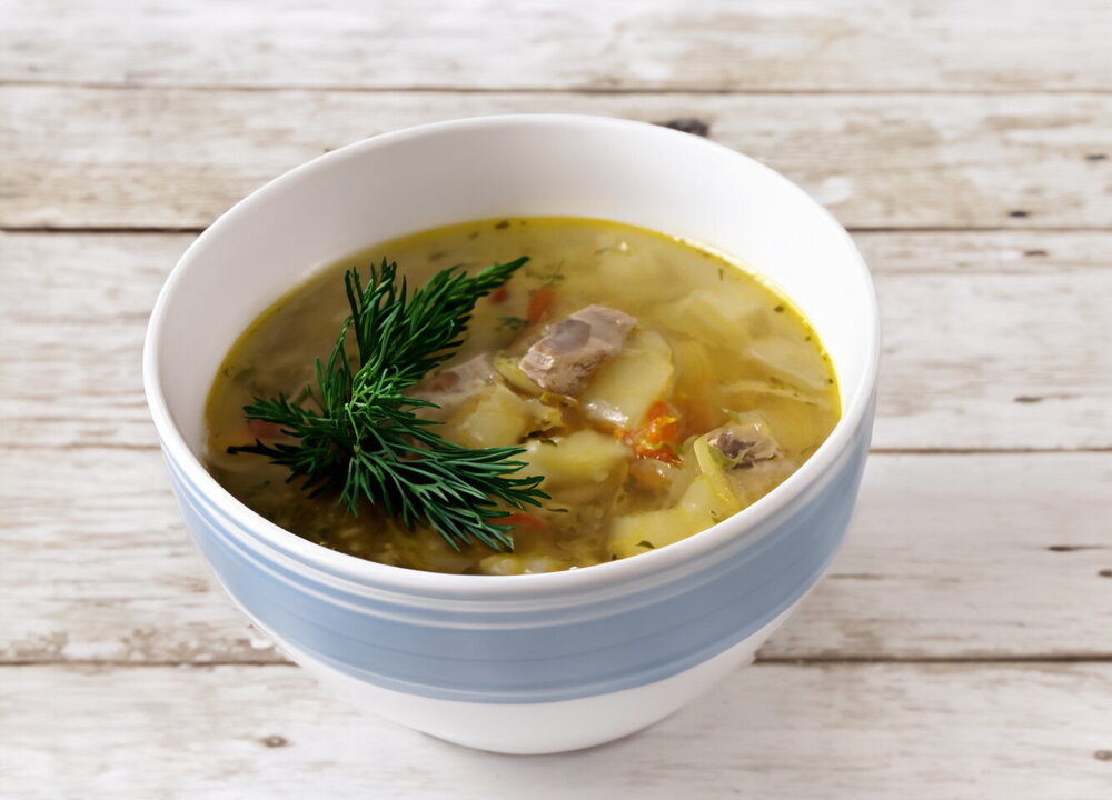 Fresh Cabbage Soup with Turkey