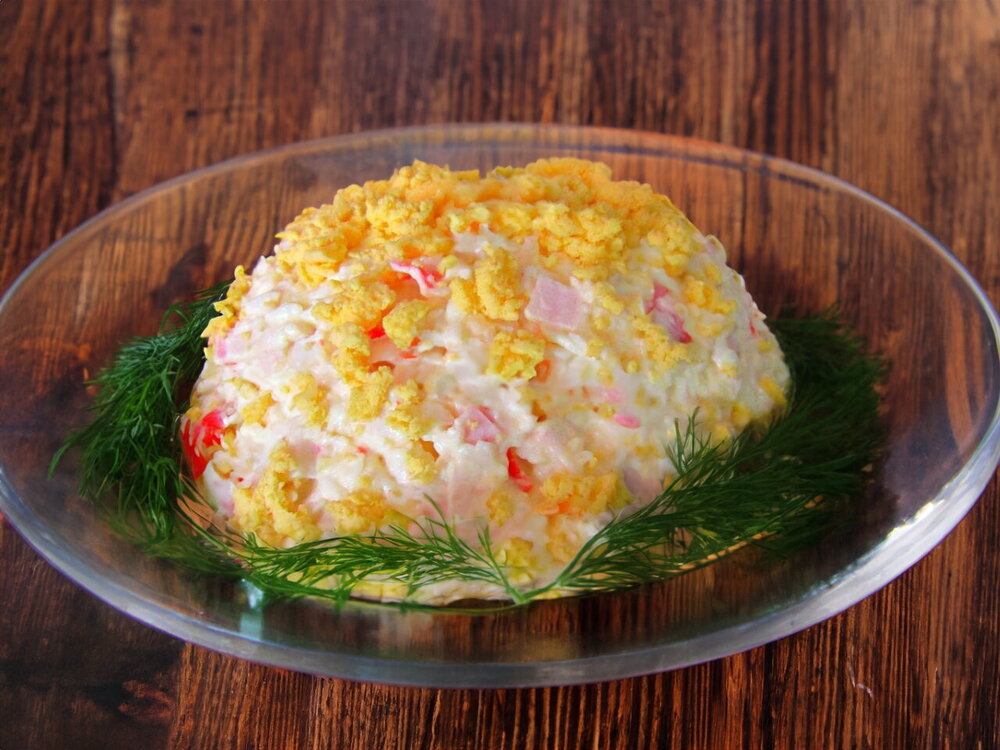 Crab Stick Salad with Processed Cheese