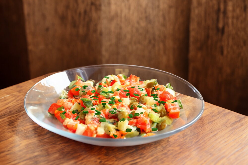 Olivier Salad with Red Fish