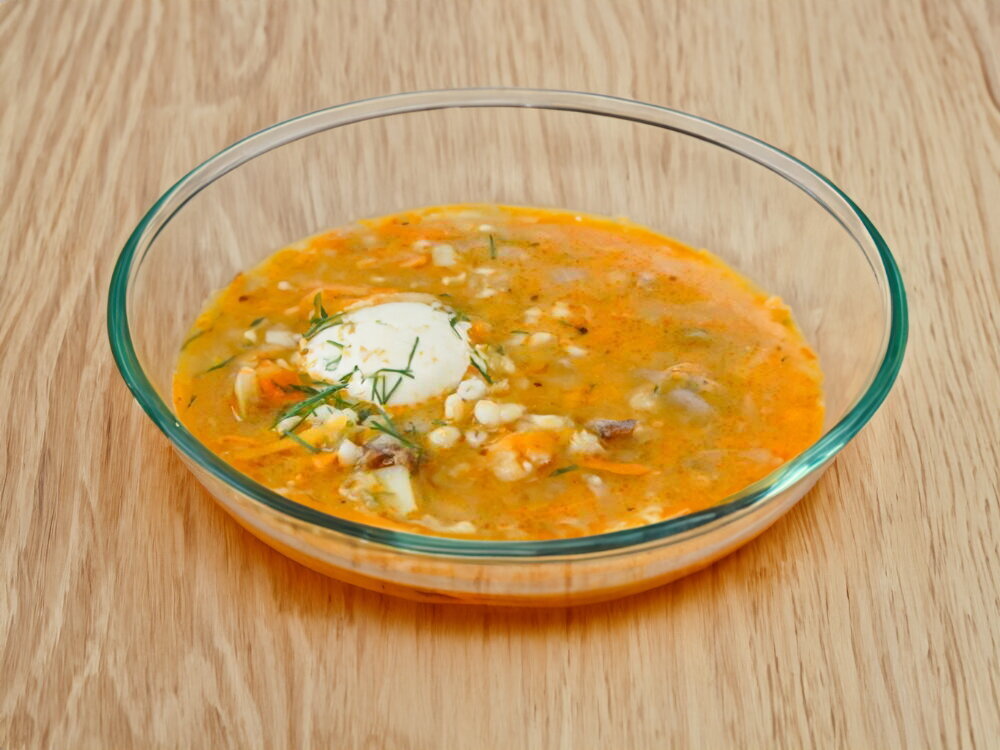 Pickle Soup with Stewed Meat and Pearl Barley