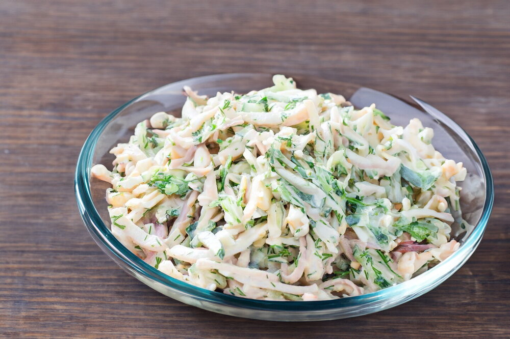 Squid, Egg, Cucumber, and Mayonnaise Salad