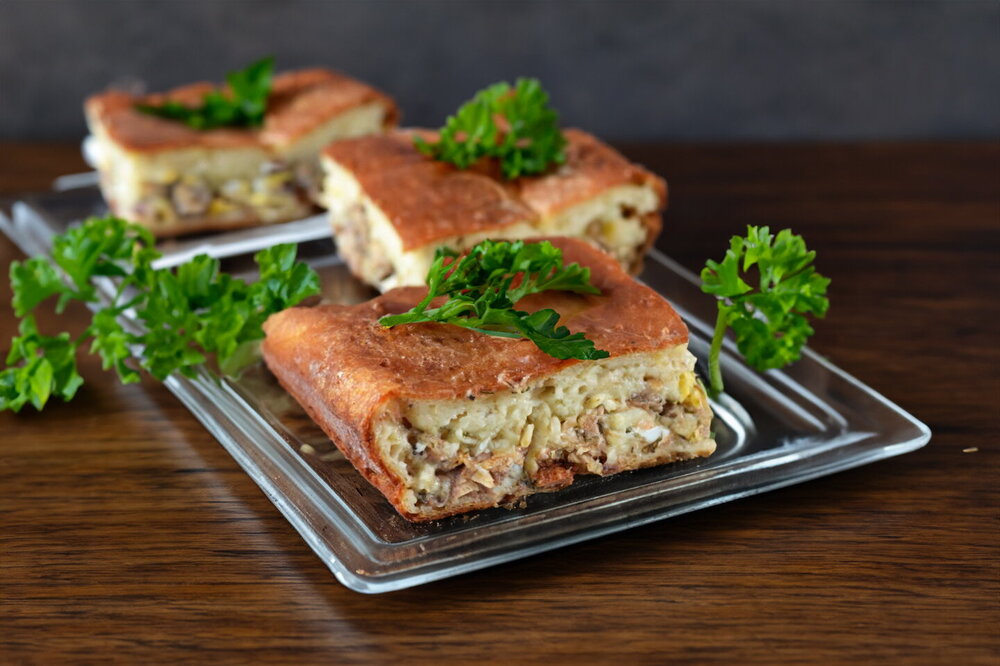 Kefir Batter Pie with Canned Fish