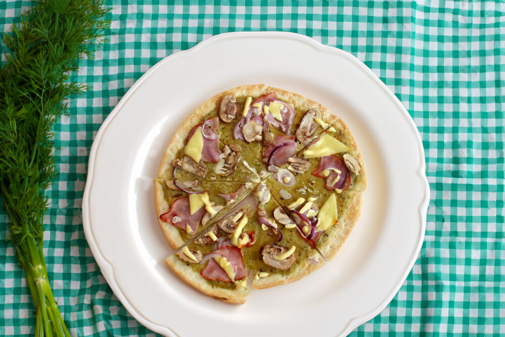 Pizza with a Milk and Parmesan Sauce