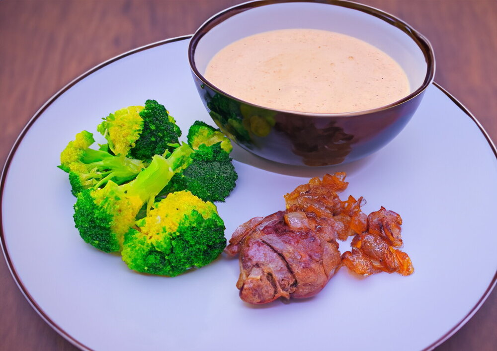 Chicken Liver with Broccoli and Oat-Protein Sauce