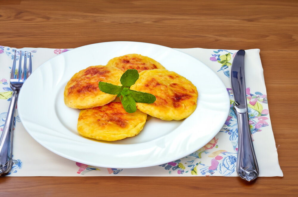 Baked Cottage Cheese Pancakes with Semolina