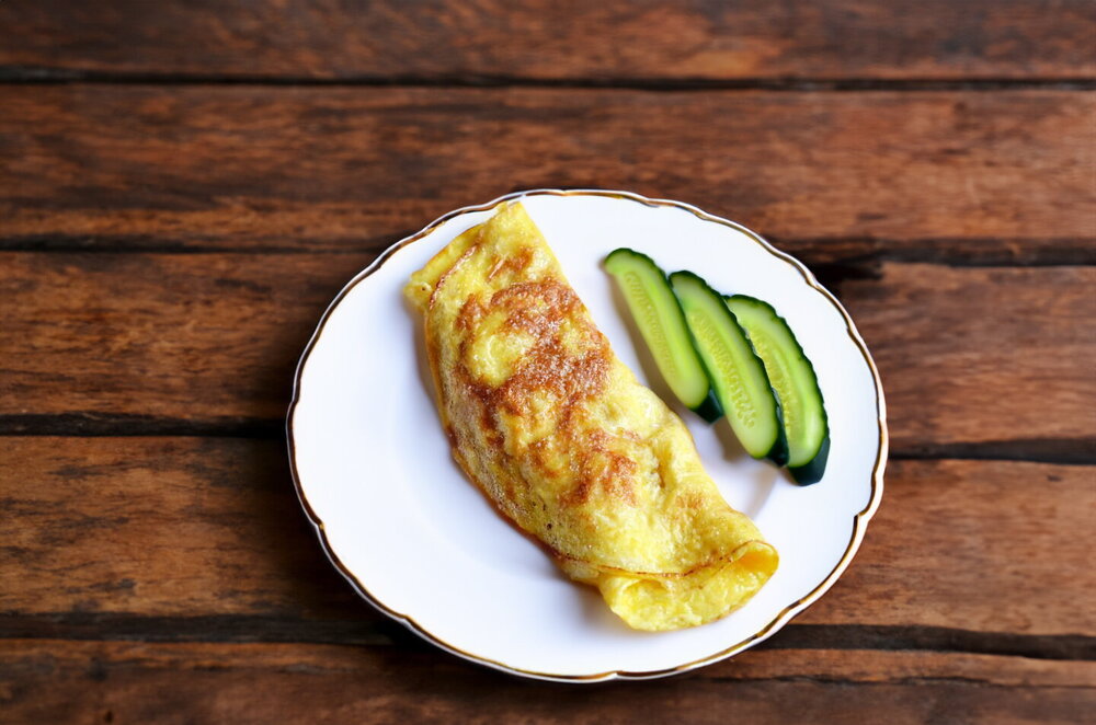 Omelet Without Milk in a Skillet