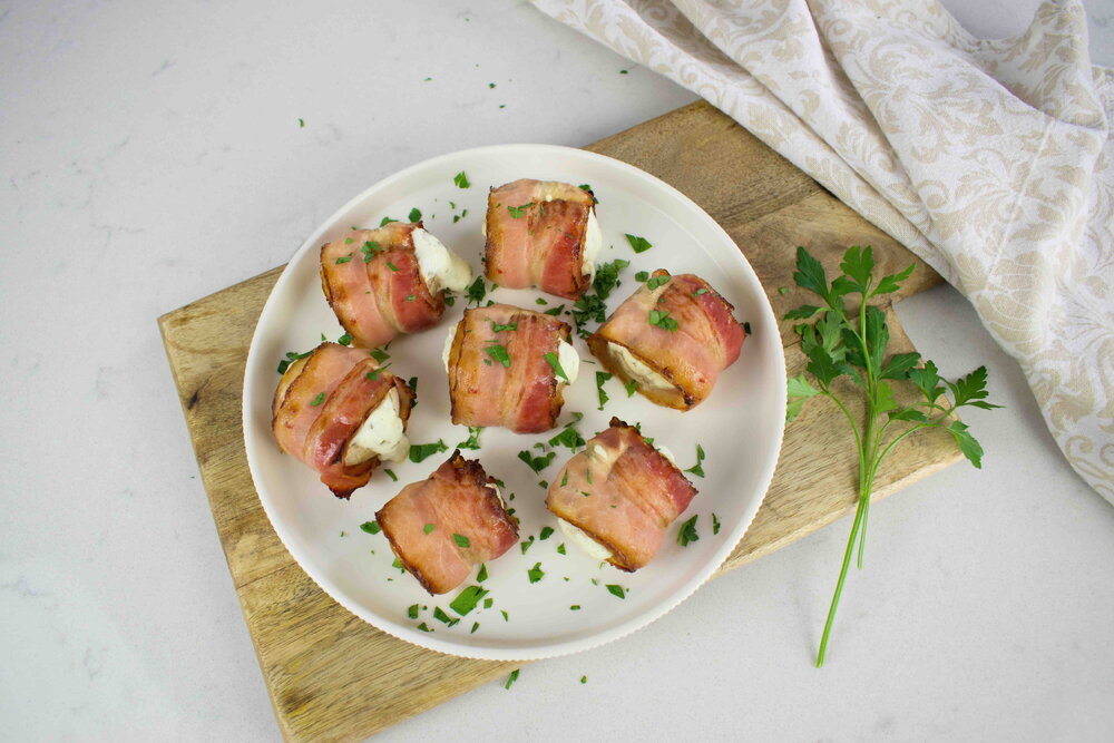 Cream cheese stuffed mushrooms with bacon