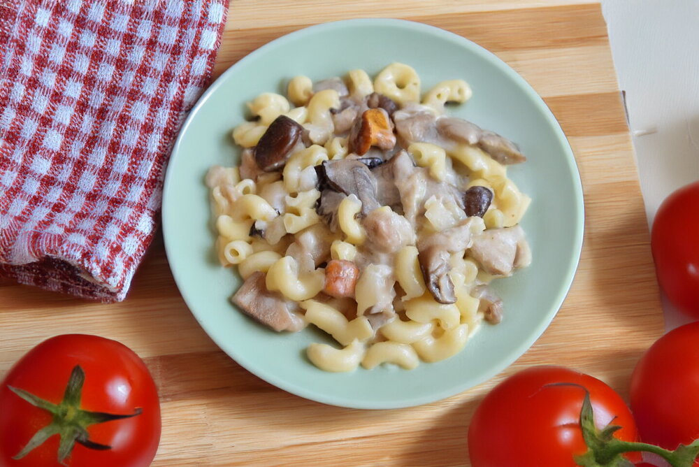 Pasta in Sour Cream Sauce with Mushrooms