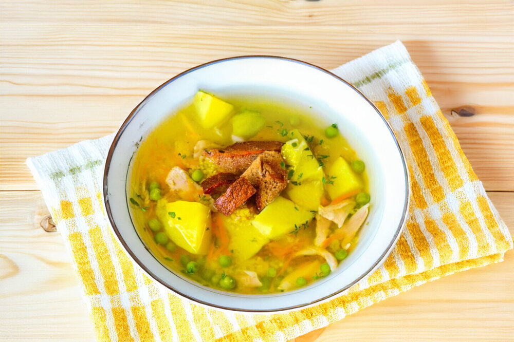 Chicken Soup with Corn Grits