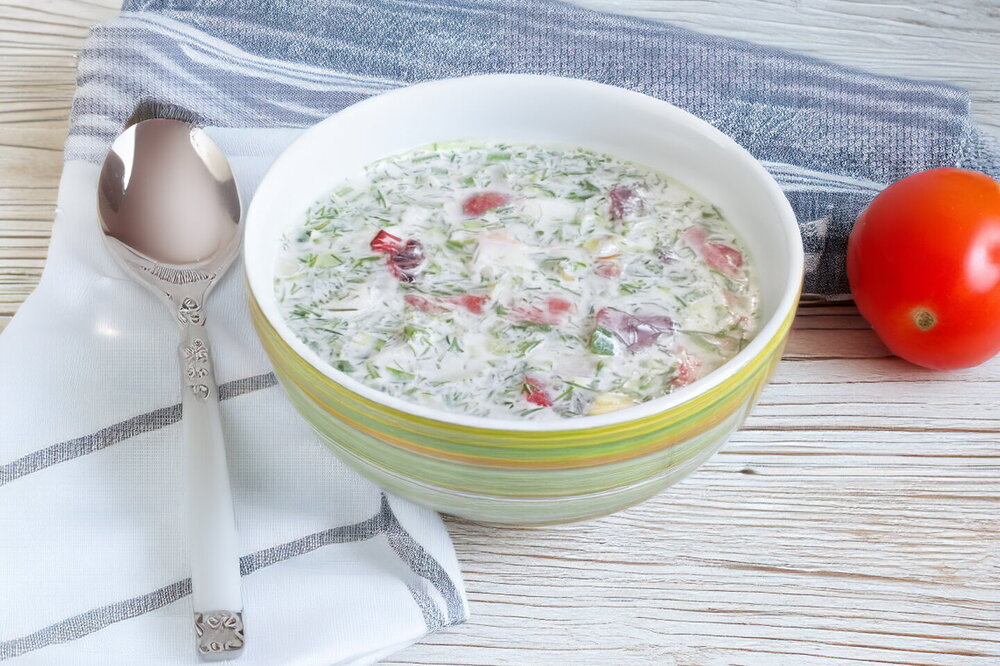 Cold Summer Soup with Sour Cream and Water