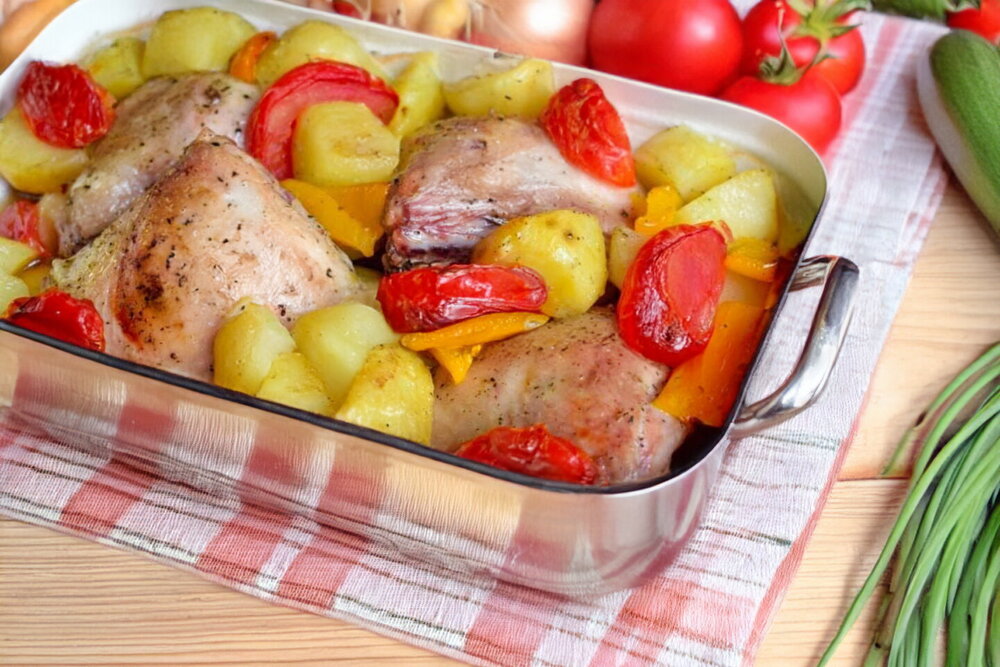Baked Chicken with Potatoes and Vegetables