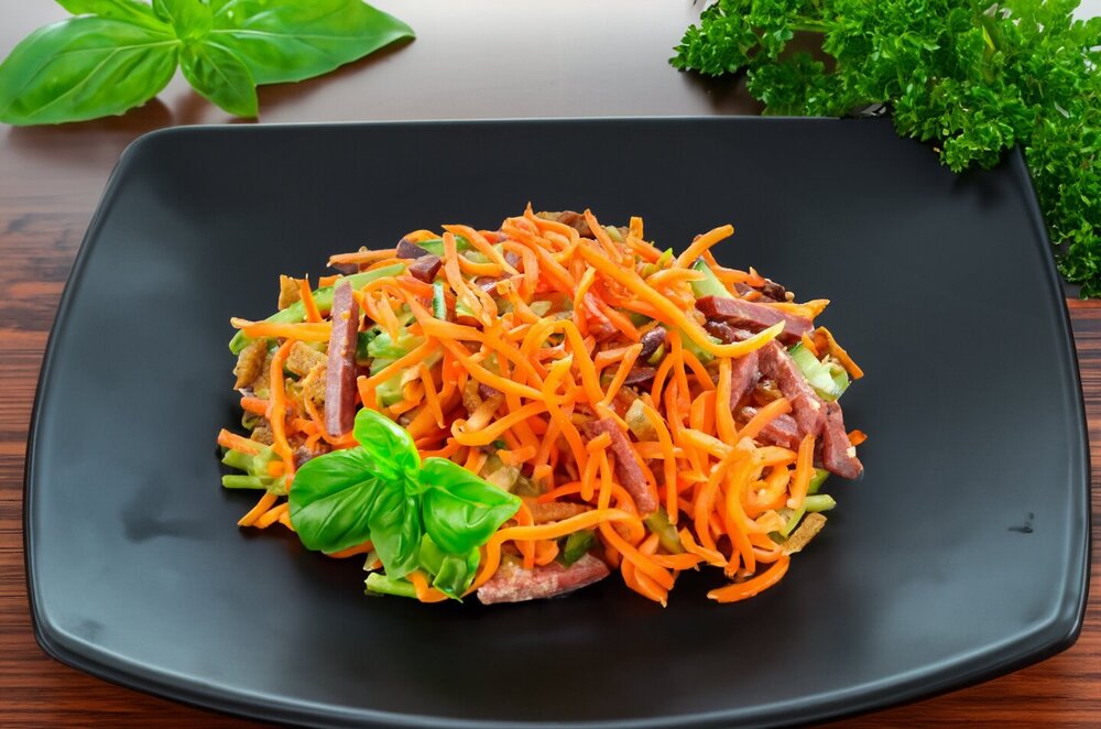 Salad with Korean Carrots, Sausage, and Beans