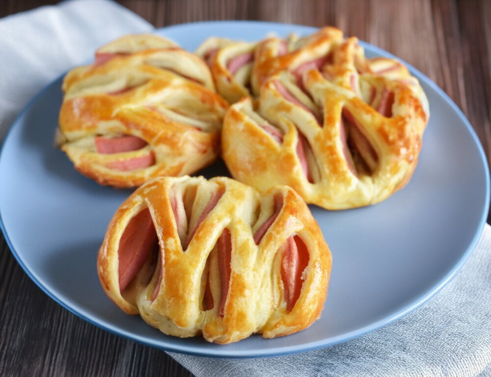 Yeast Dough Buns with Sausage