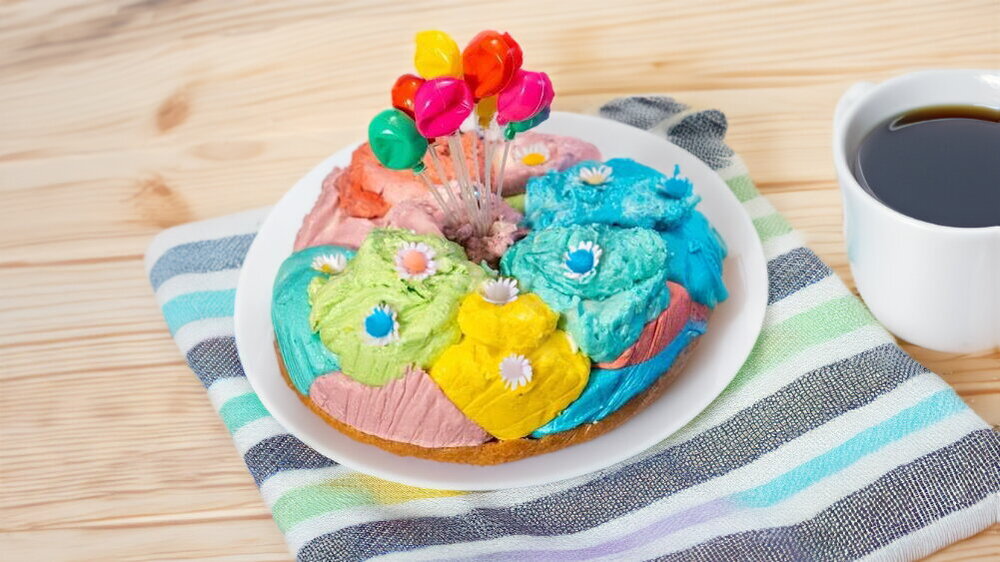 Colorful No-Bake Curd Cheese Cookie Cake