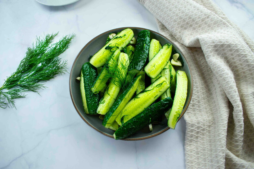 Quick marinate cucumbers